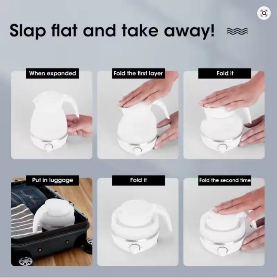 Foldable Electric Travel Kettle — Boils Water in 3 Minutes, Fits in Any Bag