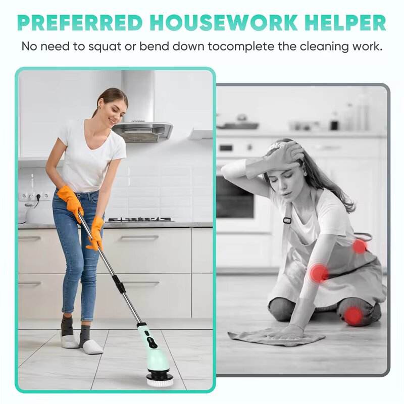 Stop Scrubbing by Hand!⚡Electric Spin Scrubber 9-in-1 Cordless Power Spin Scrubber